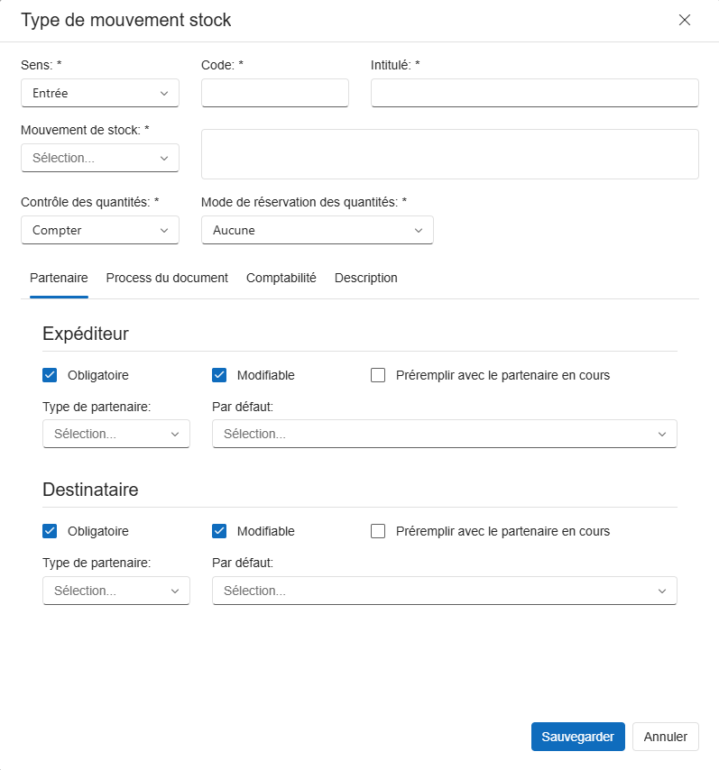 Interface de création de type de mouvement